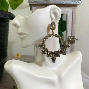 Rhinestone Decor Round Earrings.